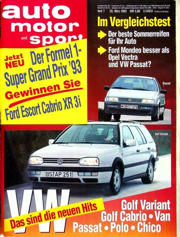 Deckblatt Auto Motor und Sport (07/1993)